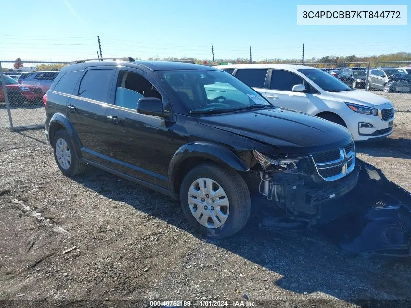 2019 Dodge Journey Se VIN: 3C4PDCBB7KT844772 Lot: 40752189