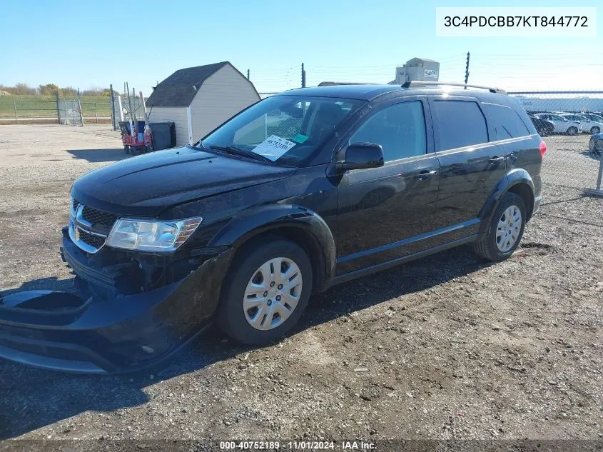 2019 Dodge Journey Se VIN: 3C4PDCBB7KT844772 Lot: 40752189