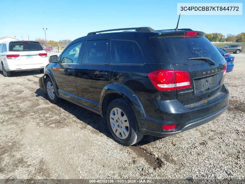 2019 Dodge Journey Se VIN: 3C4PDCBB7KT844772 Lot: 40752189