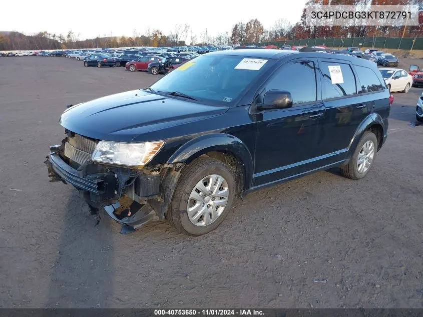 2019 Dodge Journey Se VIN: 3C4PDCBG3KT872791 Lot: 40753650