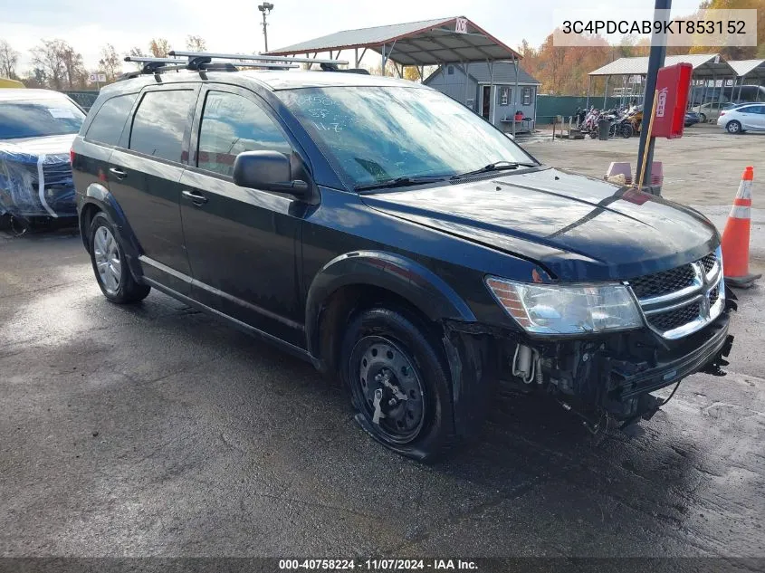 2019 Dodge Journey Se Value Package VIN: 3C4PDCAB9KT853152 Lot: 40758224