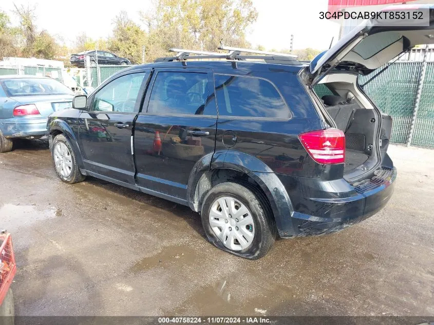 2019 Dodge Journey Se Value Package VIN: 3C4PDCAB9KT853152 Lot: 40758224