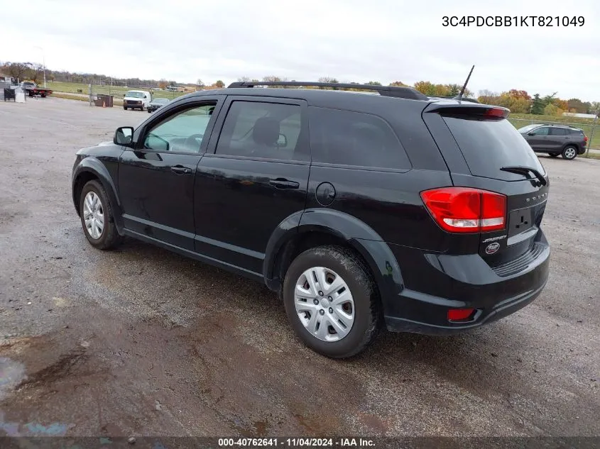 2019 Dodge Journey Se VIN: 3C4PDCBB1KT821049 Lot: 40762641