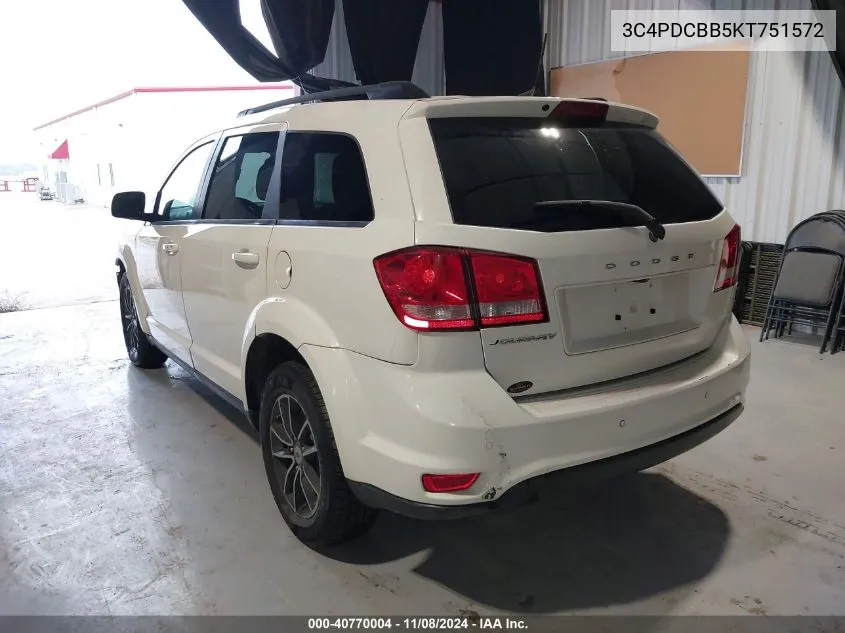 2019 Dodge Journey Se VIN: 3C4PDCBB5KT751572 Lot: 40770004