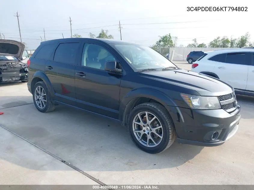 2019 Dodge Journey Gt Awd VIN: 3C4PDDEG6KT794802 Lot: 40805049