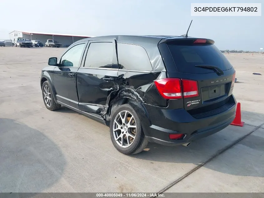 2019 Dodge Journey Gt Awd VIN: 3C4PDDEG6KT794802 Lot: 40805049