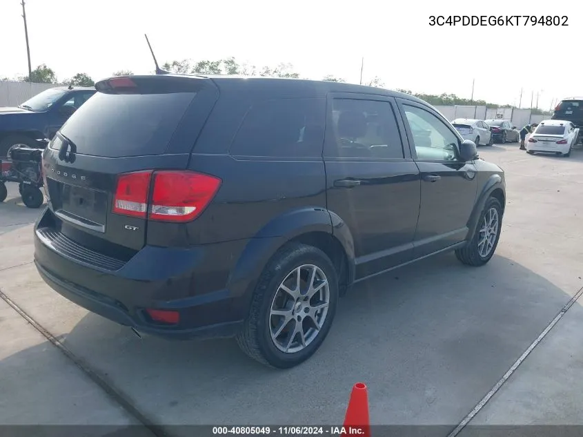 2019 Dodge Journey Gt Awd VIN: 3C4PDDEG6KT794802 Lot: 40805049