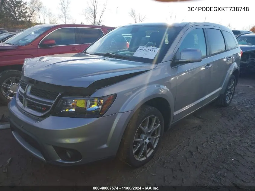 2019 Dodge Journey Gt Awd VIN: 3C4PDDEGXKT738748 Lot: 40807574