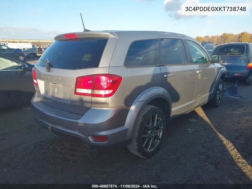 2019 Dodge Journey Gt Awd VIN: 3C4PDDEGXKT738748 Lot: 40807574