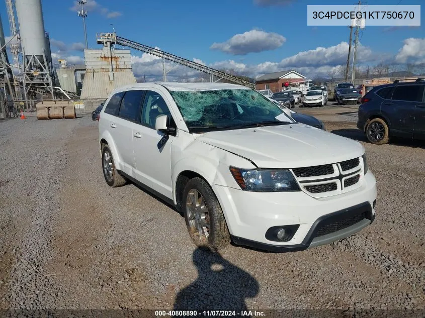 2019 Dodge Journey Gt VIN: 3C4PDCEG1KT750670 Lot: 40808890