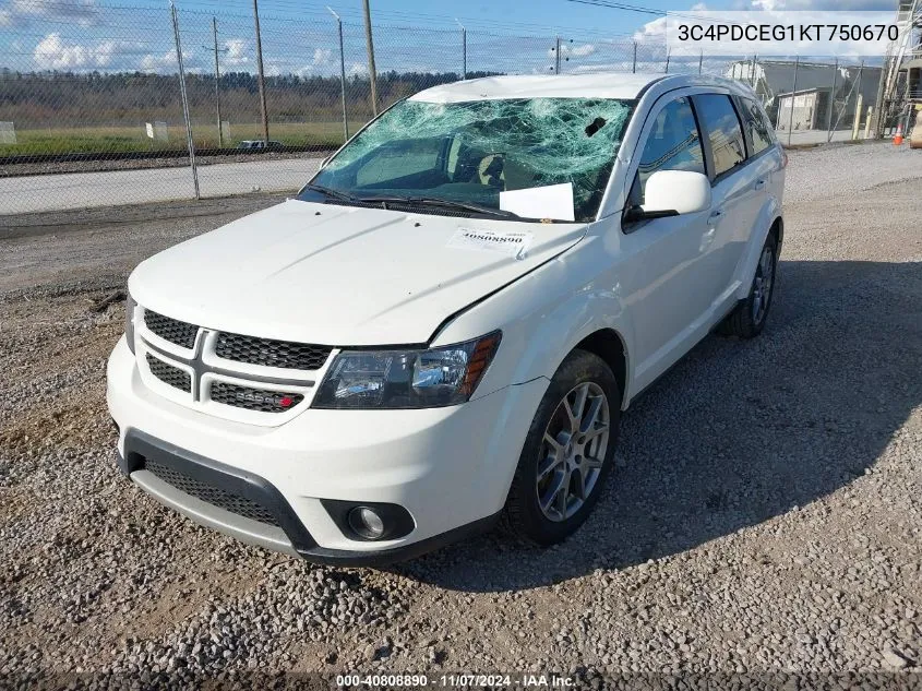 2019 Dodge Journey Gt VIN: 3C4PDCEG1KT750670 Lot: 40808890