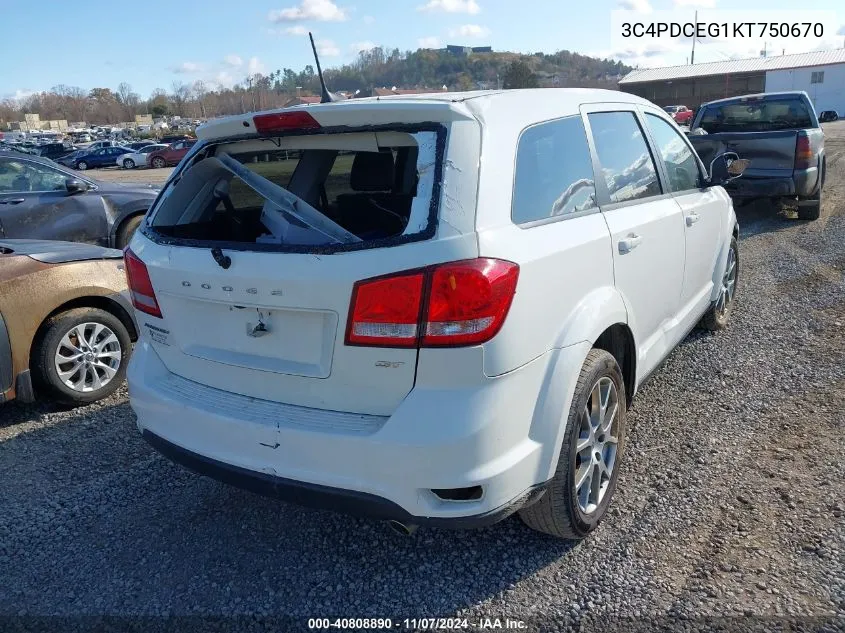 2019 Dodge Journey Gt VIN: 3C4PDCEG1KT750670 Lot: 40808890