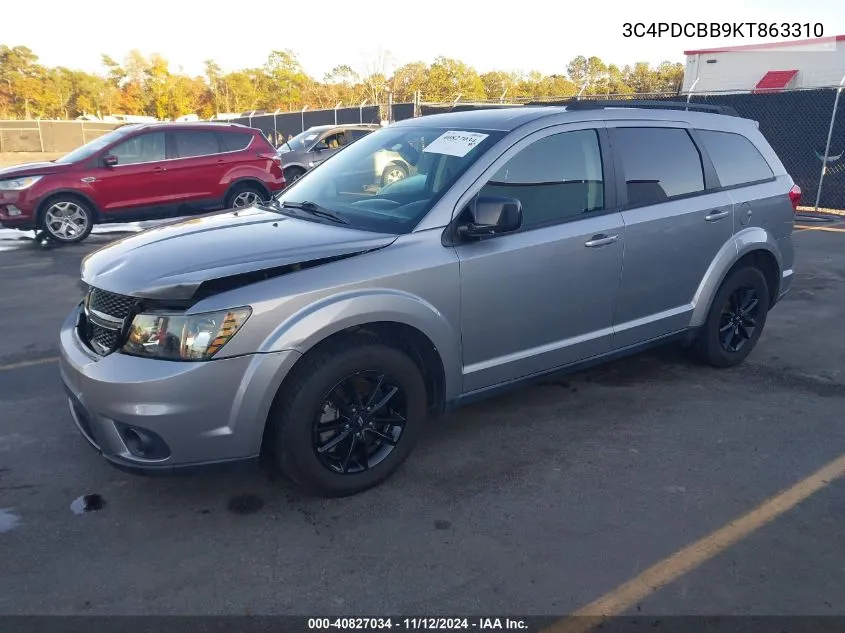 2019 Dodge Journey Se VIN: 3C4PDCBB9KT863310 Lot: 40827034