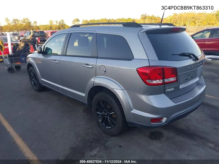 2019 Dodge Journey Se VIN: 3C4PDCBB9KT863310 Lot: 40827034