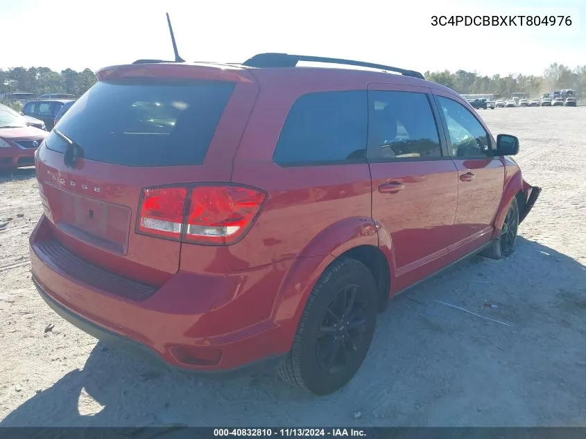 2019 Dodge Journey Se VIN: 3C4PDCBBXKT804976 Lot: 40832810