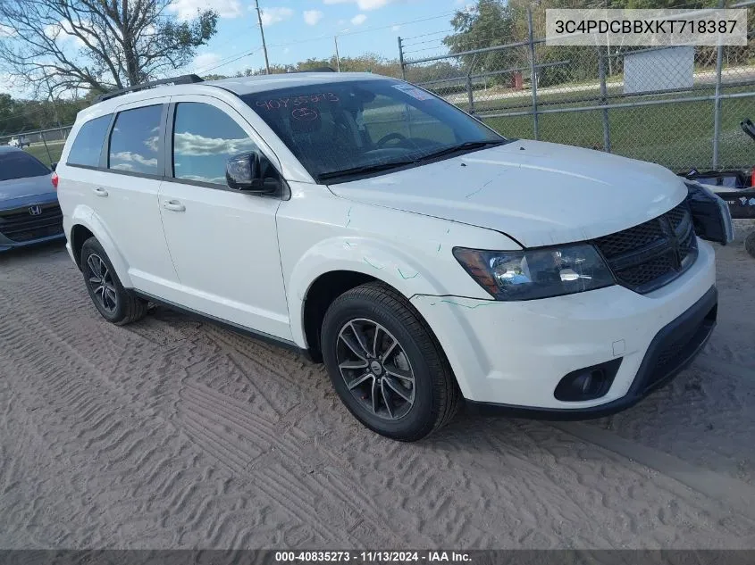 2019 Dodge Journey Se VIN: 3C4PDCBBXKT718387 Lot: 40835273