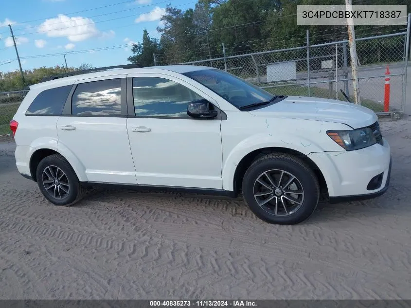 2019 Dodge Journey Se VIN: 3C4PDCBBXKT718387 Lot: 40835273