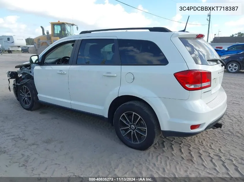 2019 Dodge Journey Se VIN: 3C4PDCBBXKT718387 Lot: 40835273