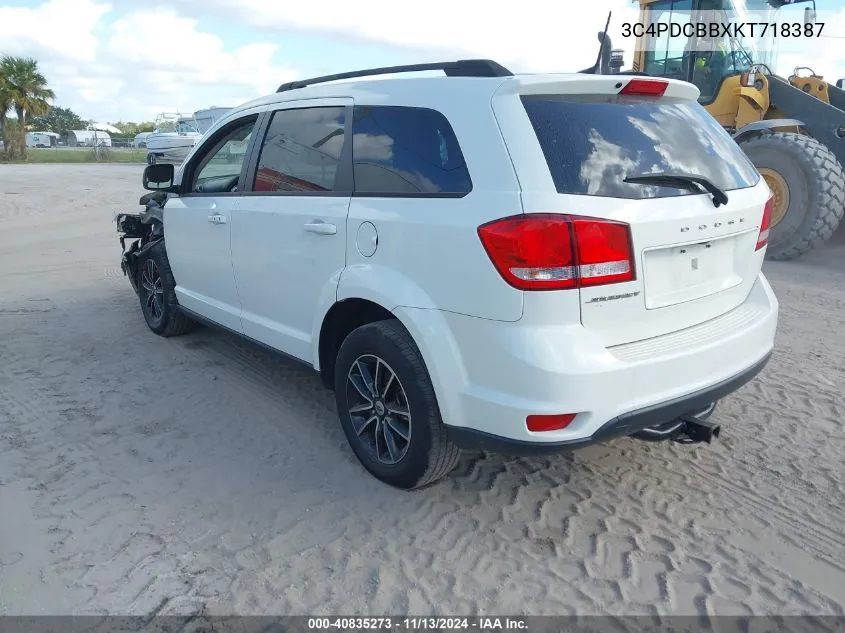 2019 Dodge Journey Se VIN: 3C4PDCBBXKT718387 Lot: 40835273