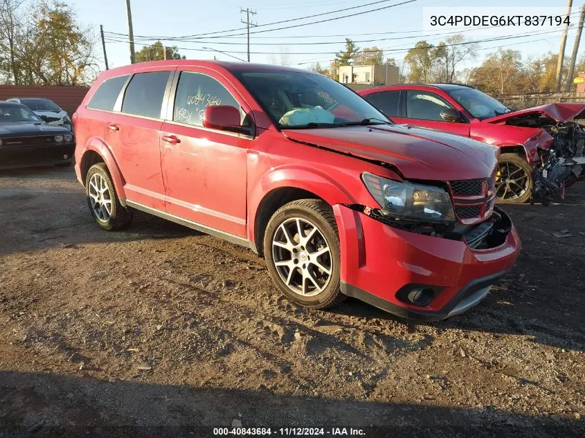 2019 Dodge Journey Gt Awd VIN: 3C4PDDEG6KT837194 Lot: 40843684