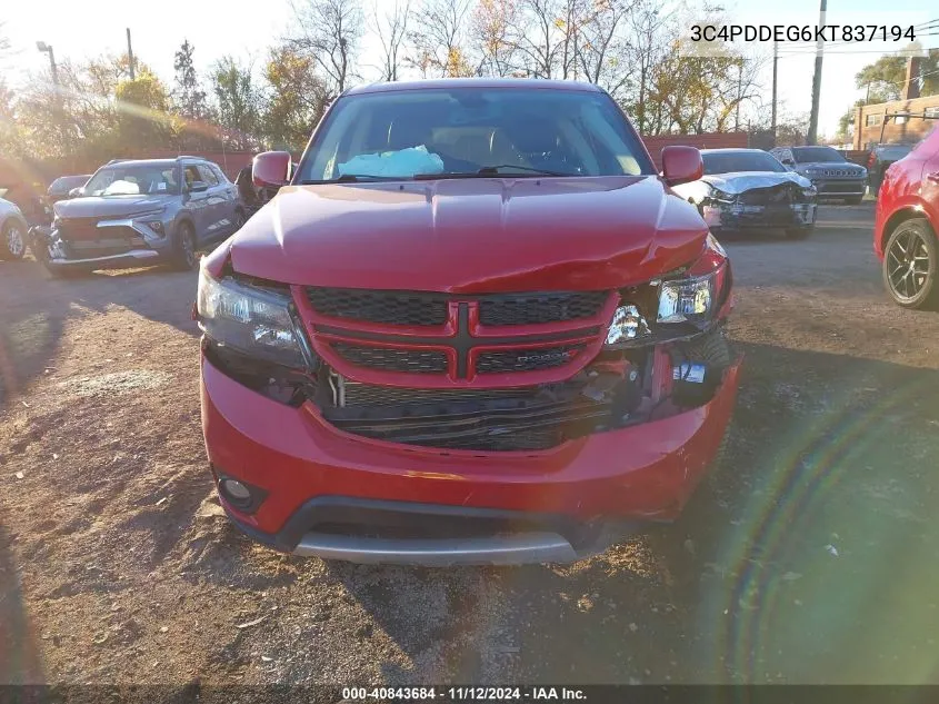 2019 Dodge Journey Gt Awd VIN: 3C4PDDEG6KT837194 Lot: 40843684