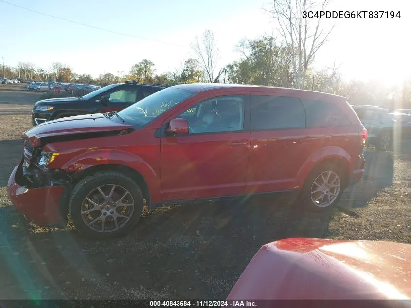 2019 Dodge Journey Gt Awd VIN: 3C4PDDEG6KT837194 Lot: 40843684