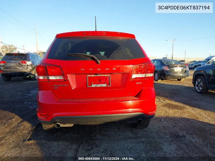 2019 Dodge Journey Gt Awd VIN: 3C4PDDEG6KT837194 Lot: 40843684