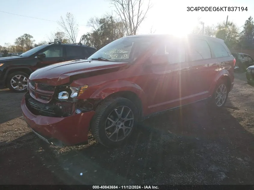 2019 Dodge Journey Gt Awd VIN: 3C4PDDEG6KT837194 Lot: 40843684