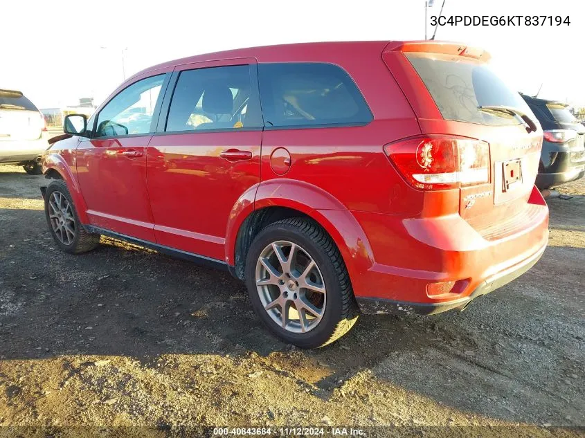 2019 Dodge Journey Gt Awd VIN: 3C4PDDEG6KT837194 Lot: 40843684