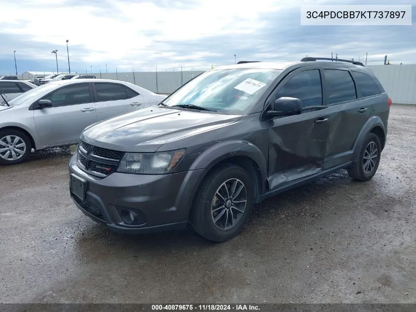 2019 Dodge Journey Se VIN: 3C4PDCBB7KT737897 Lot: 40879675