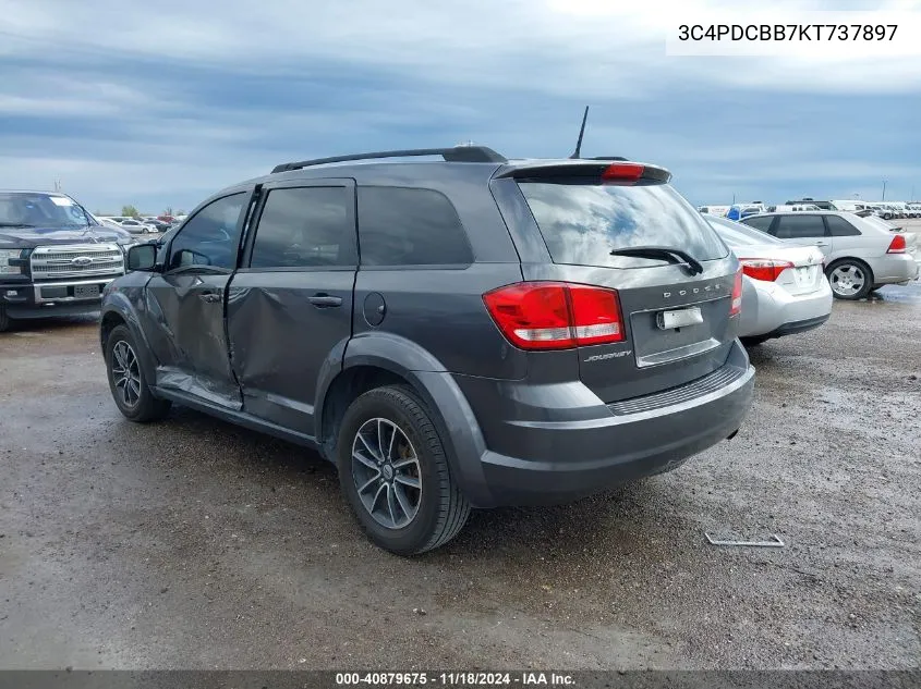 2019 Dodge Journey Se VIN: 3C4PDCBB7KT737897 Lot: 40879675