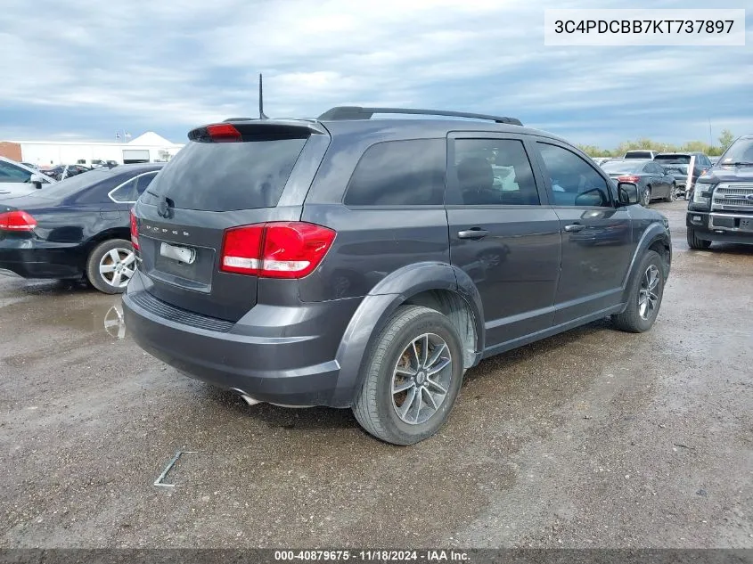 2019 Dodge Journey Se VIN: 3C4PDCBB7KT737897 Lot: 40879675