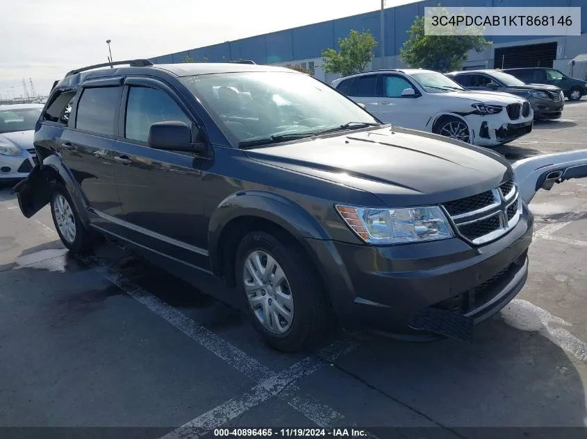 2019 Dodge Journey Se Value Package VIN: 3C4PDCAB1KT868146 Lot: 40896465