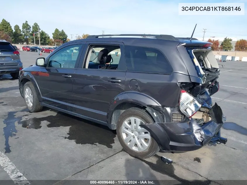 2019 Dodge Journey Se Value Package VIN: 3C4PDCAB1KT868146 Lot: 40896465