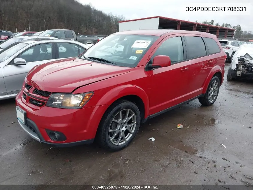 2019 Dodge Journey Gt Awd VIN: 3C4PDDEG3KT708331 Lot: 40925075