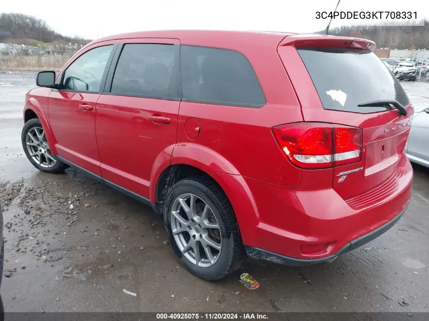 2019 Dodge Journey Gt Awd VIN: 3C4PDDEG3KT708331 Lot: 40925075