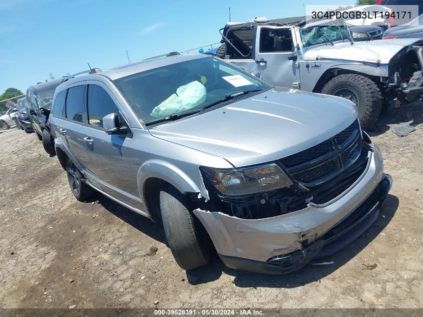 2020 Dodge Journey Crossroad VIN: 3C4PDCGB3LT194171 Lot: 39528391