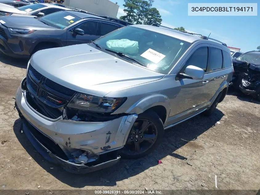 2020 Dodge Journey Crossroad VIN: 3C4PDCGB3LT194171 Lot: 39528391