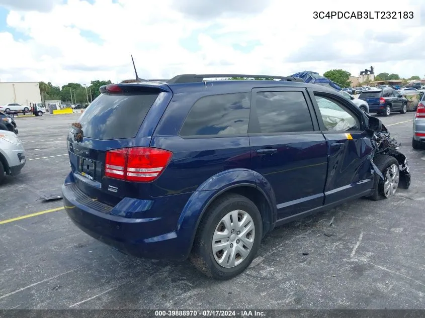 2020 Dodge Journey Se VIN: 3C4PDCAB3LT232183 Lot: 39888970