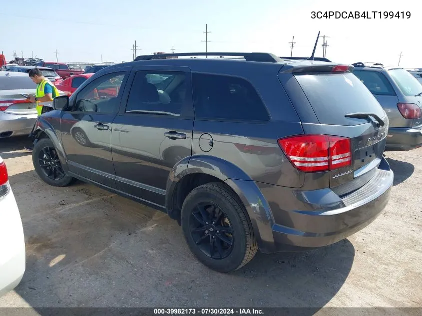 2020 Dodge Journey Se Value VIN: 3C4PDCAB4LT199419 Lot: 39982173