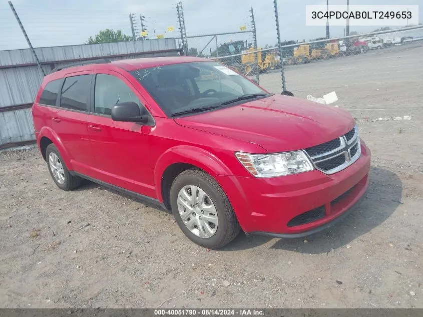 2020 Dodge Journey Se Value VIN: 3C4PDCAB0LT249653 Lot: 40051790