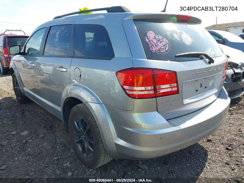 2020 Dodge Journey Se Value VIN: 3C4PDCAB3LT280704 Lot: 40065441