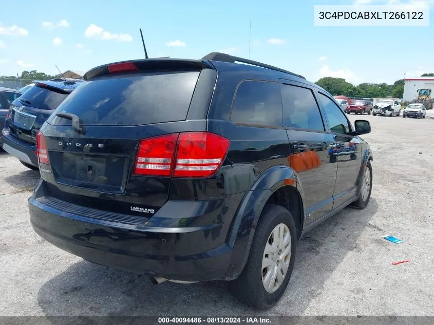 2020 Dodge Journey Se VIN: 3C4PDCABXLT266122 Lot: 40094486