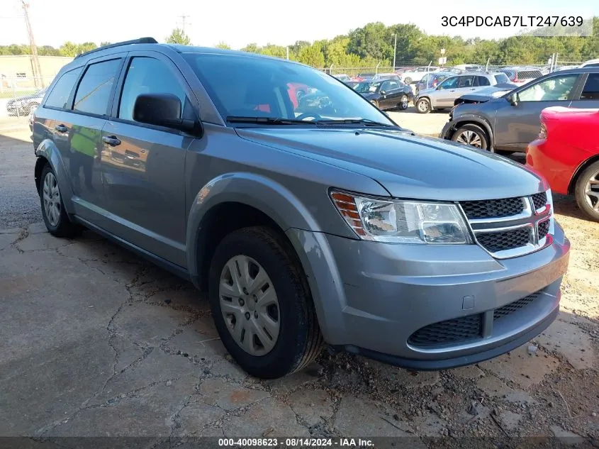 3C4PDCAB7LT247639 2020 Dodge Journey Se Value