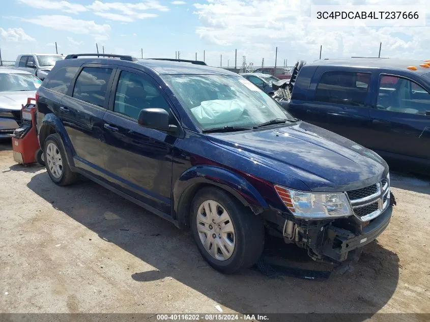 2020 Dodge Journey Se Value VIN: 3C4PDCAB4LT237666 Lot: 40116202