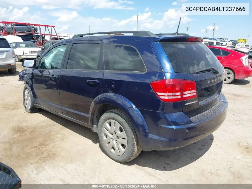 2020 Dodge Journey Se Value VIN: 3C4PDCAB4LT237666 Lot: 40116202