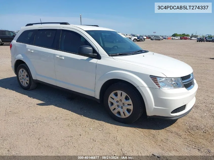 2020 Dodge Journey Se Value VIN: 3C4PDCAB5LT274337 Lot: 40146877