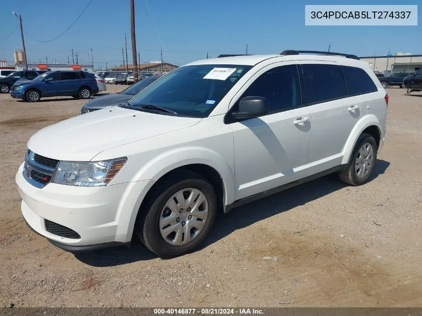 2020 Dodge Journey Se Value VIN: 3C4PDCAB5LT274337 Lot: 40146877