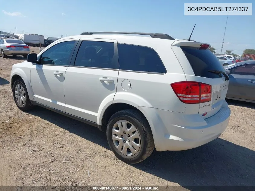 2020 Dodge Journey Se Value VIN: 3C4PDCAB5LT274337 Lot: 40146877