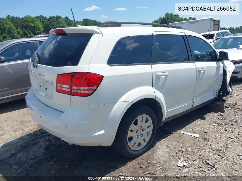 2020 Dodge Journey Se Value VIN: 3C4PDCAB4LT266052 Lot: 40160391